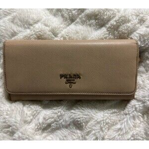 Prada Long Wallet Cream, silver & white with COA